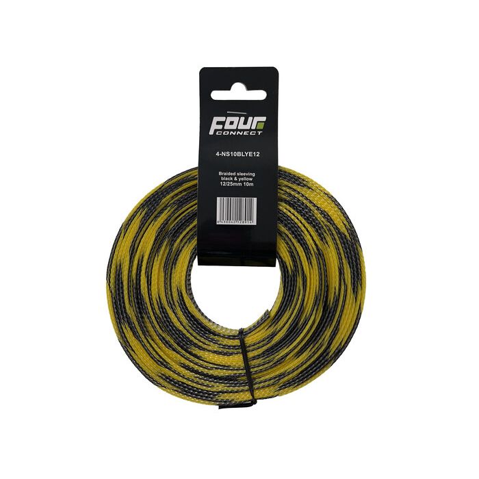 FOUR Connect 4-NS10BLYE12 Nylonsukka Musta-Keltainen 12/25mm 10m