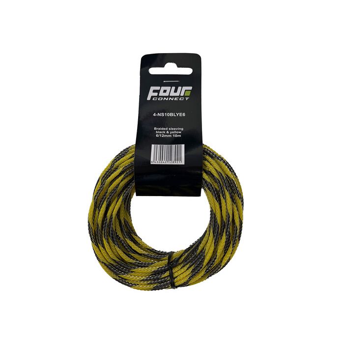 FOUR Connect 4-NS10BLYE6 Nylonsukka Musta-Keltainen 6/12mm 10m