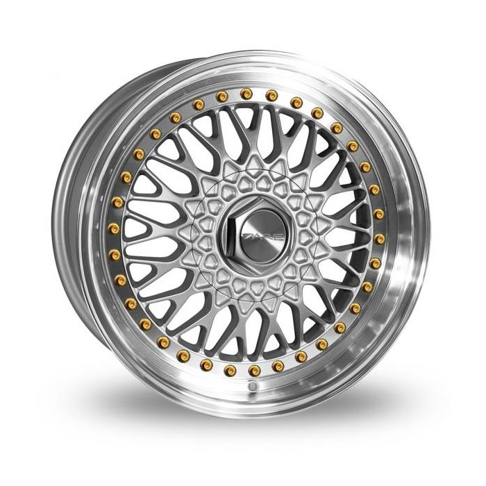 Dare Wheels DR-RS 17 x 8.5 ET 20 / 5x100 / 5x120 / 74.1 Silver/Machine lip w/gold rivets