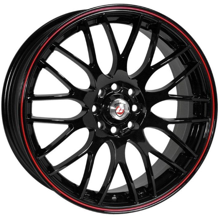 Calibre Motion 7x17 5x100 / 45 / 56.1 - B Musta / punainen pinstripe