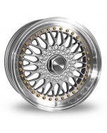 Dare Wheels DR-RS 17 x 10.0 ET 15 / 5x112 / 5x120 / 74.1 Silver/Machine lip w/gold rivets
